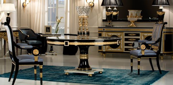 Bộ bàn ăn tròn cổ điển Wellington phong cách Ý