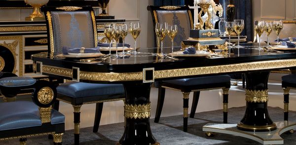 Bàn ăn cổ điển chữ nhật Wellington màu đen