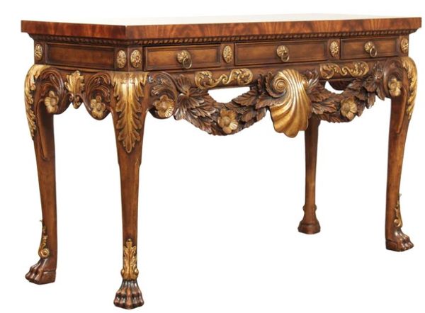 bàn console gỗ mạ vàng theo phong cách GEORGE III