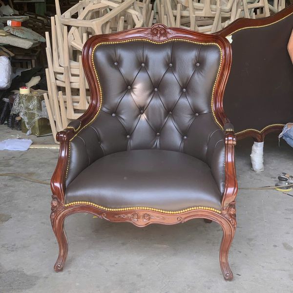 Sofa đơn bọc da Louis XV