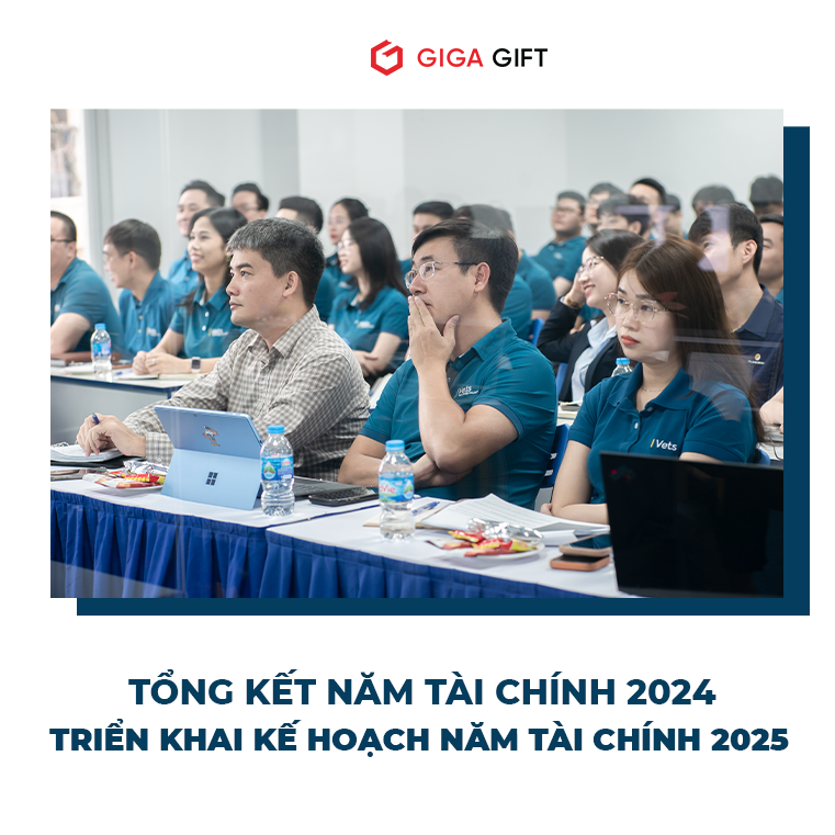 Ảnh chụp tập thể nhân sự tại Giga Gift trụ sở Hà Nội tham gia Họp Báo cáo Tổng kết năm tài chính 2024 Và kế hoạch triển khai năm tài chính 2025