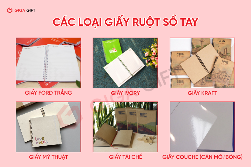 Có 6 loại giấy ruột sổ tay được sử dụng nhiều nhất hiện nay