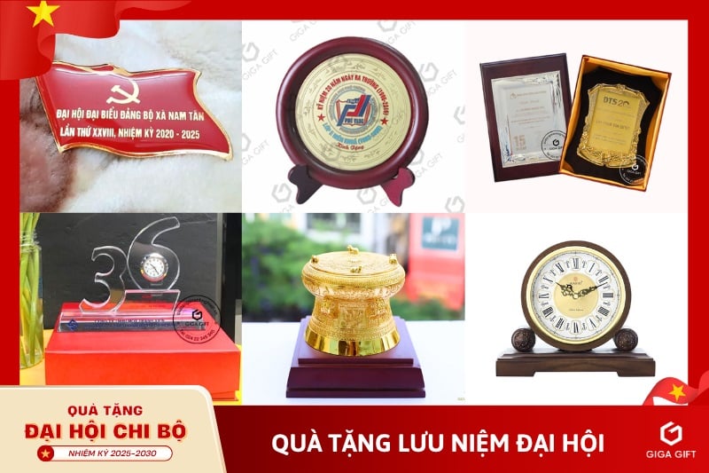 Một số quà tặng lưu niệm&nbsp;in logo Đại hội chi bộ
