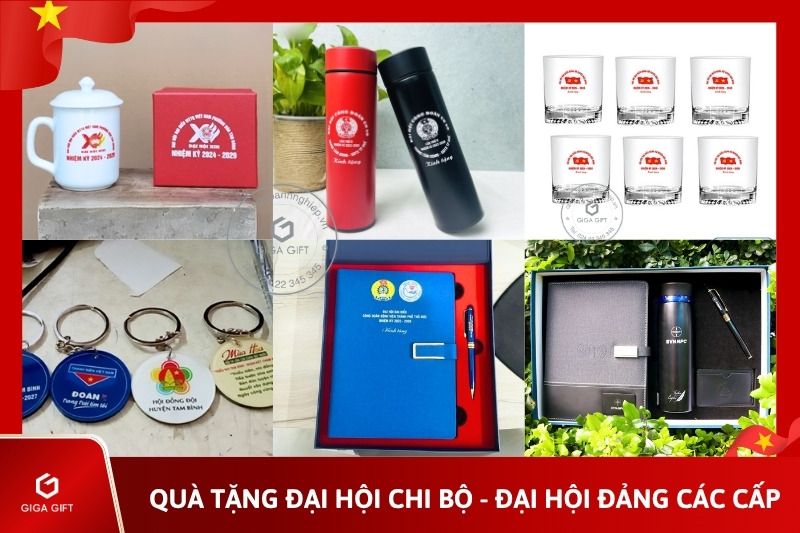 Quà tặng đại hội nổi bật hơn nhờ in&nbsp;logo Đảng, khẩu hiệu, tên nhiệm kỳ