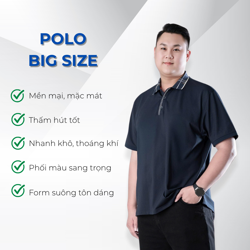 Mô tả chi tiết áo polo kẻ than big size nam Akyoo