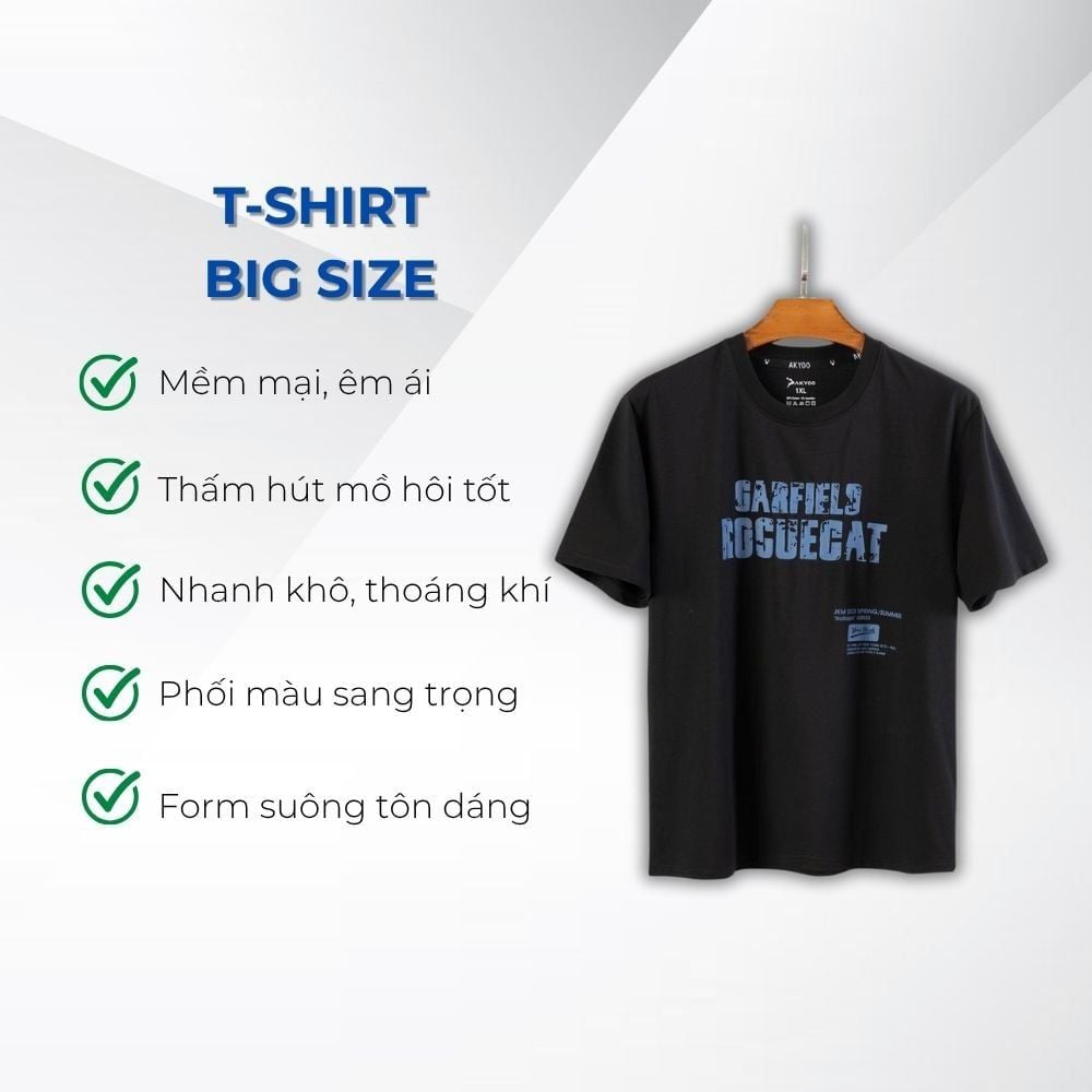 Mô tả chi tiết áo thun đen d5 big size nam Akyoo