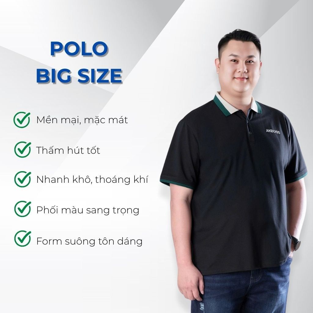 Mô tả chi tiết áo polo viền xanh big size nam Akyoo