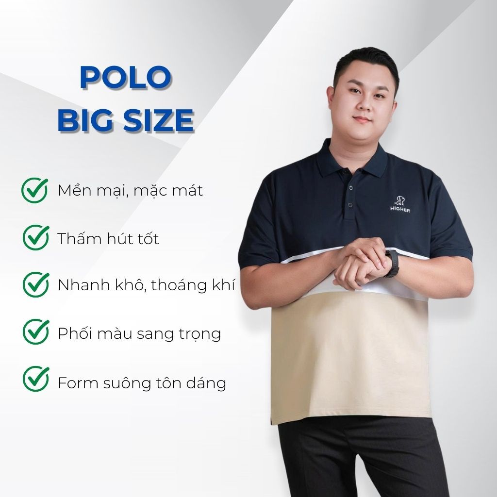 Mô tả chi tiết áo polo xanh trắng big size nam Akyoo