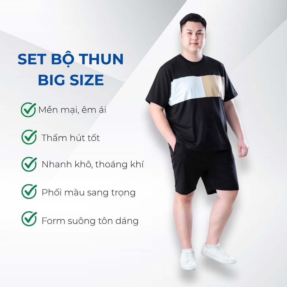 Mô tả chi tiết set bộ t đen big size nam Akyoo