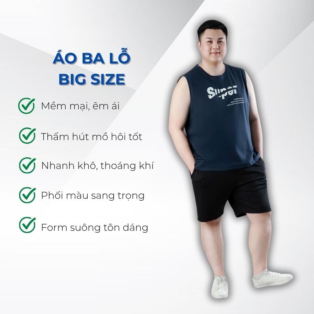 Mô tả chi tiết áo ba lỗ cotton xanh than big size nam Akyoo