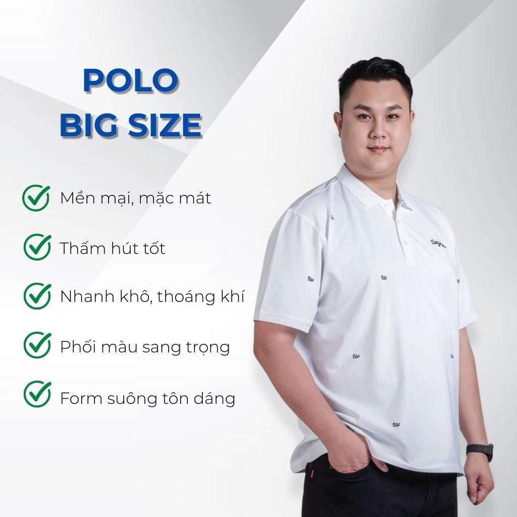 Mô tả chi tiết áo polo họa tiết trắng big size nam Akyoo