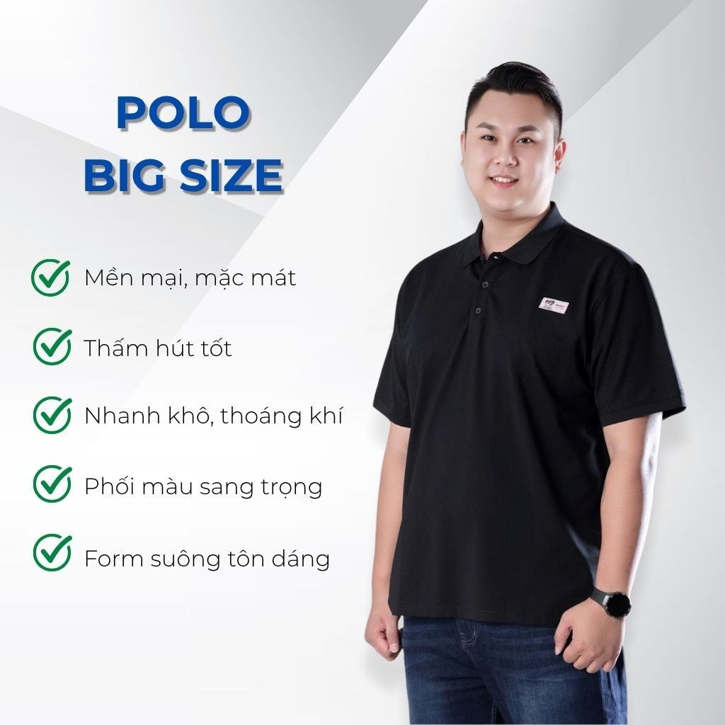 Mô tả chi tiết áo polo đen logo big size nam Akyoo