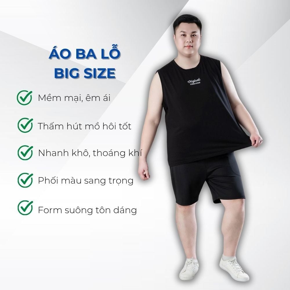 Mô tả chi tiết áo ba lỗ cotton đen họa tiết big size nam Akyoo