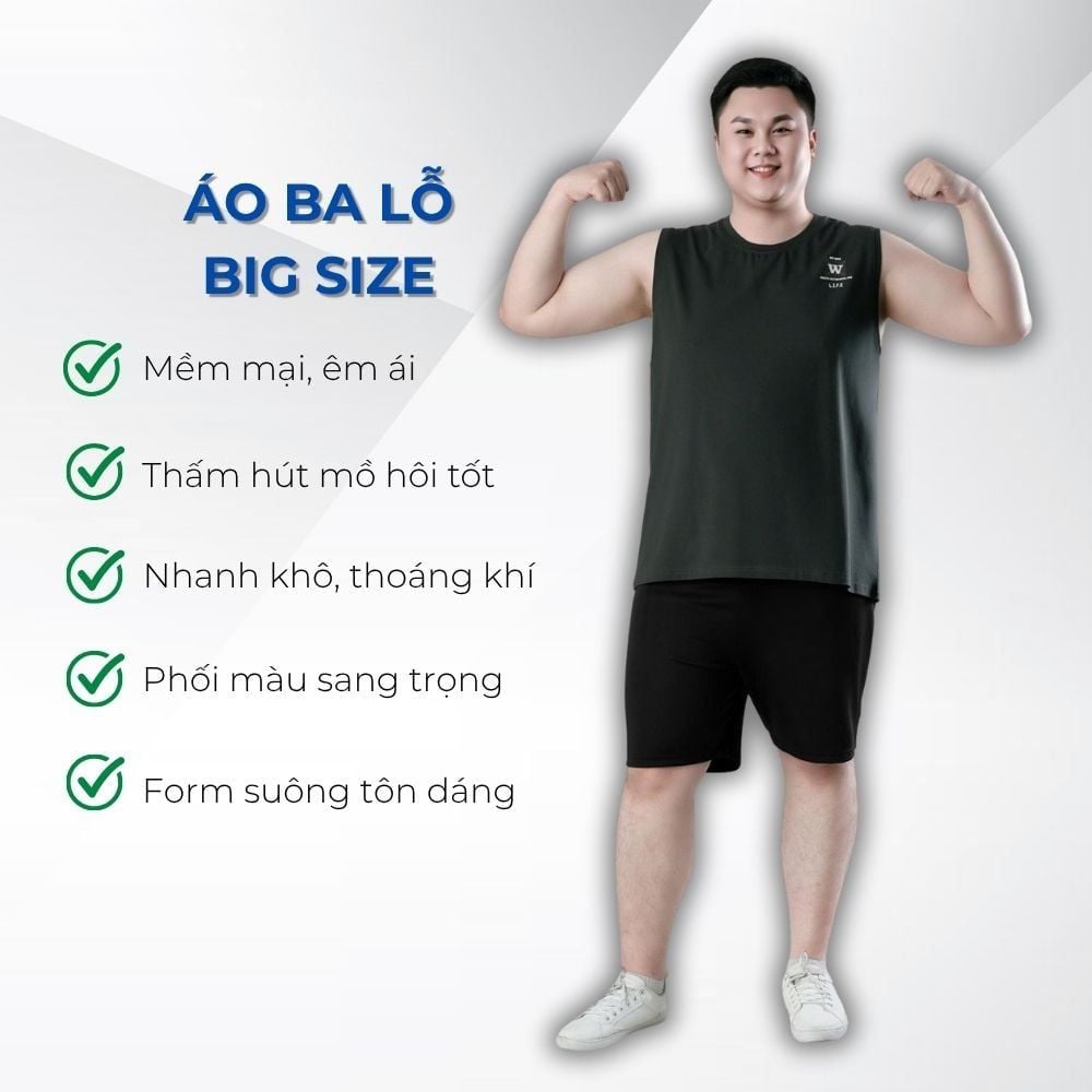 Mô tả chi tiết áo ba lỗ cotton ghi big size nam Akyoo