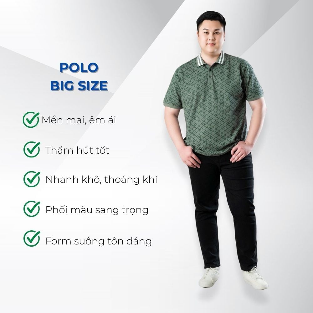 Mô tả chi tiết áo polo xanh họa tiết a6 big size nam Akyoo