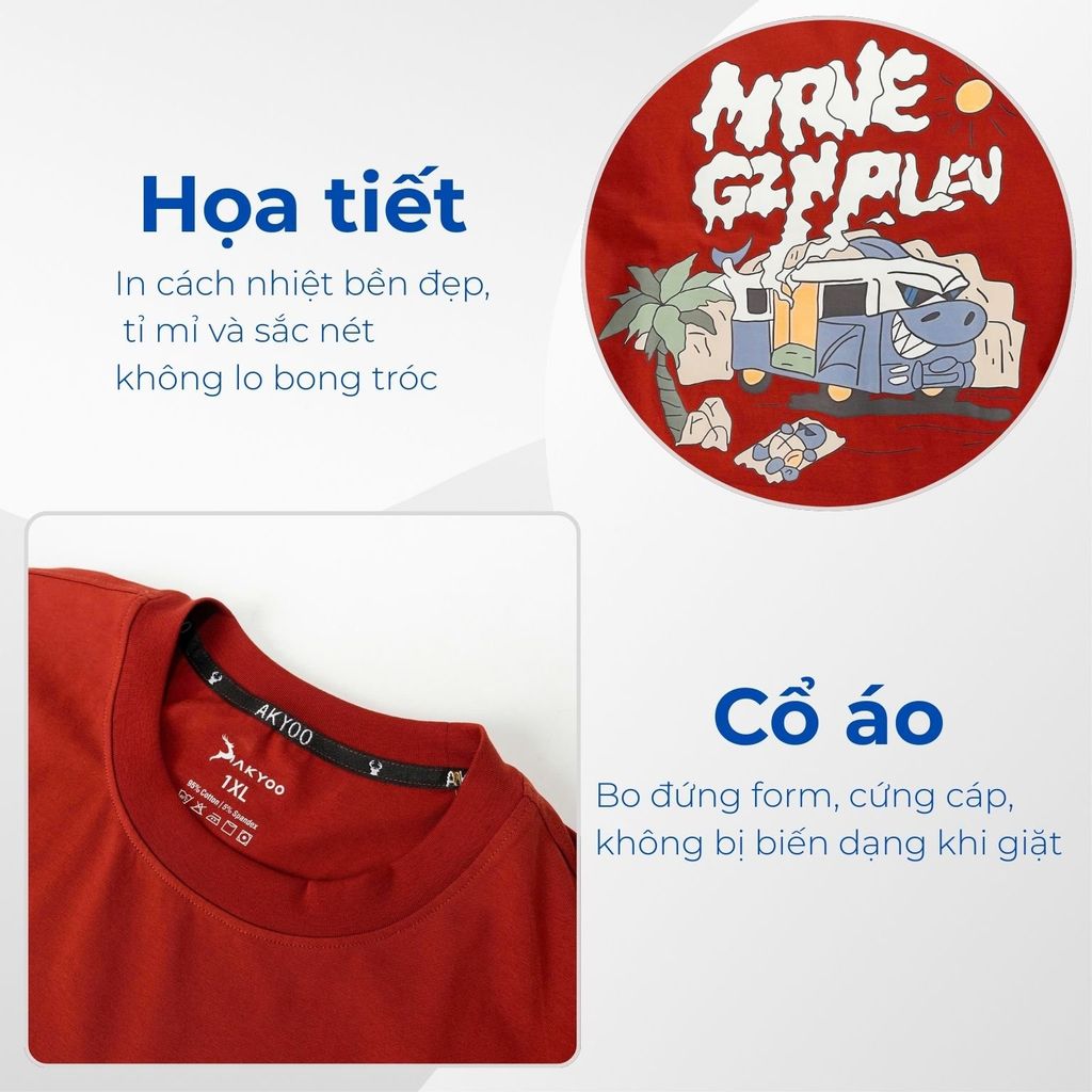 Mô tả áo thun đỏ họa tiết big siz nam Akyoo