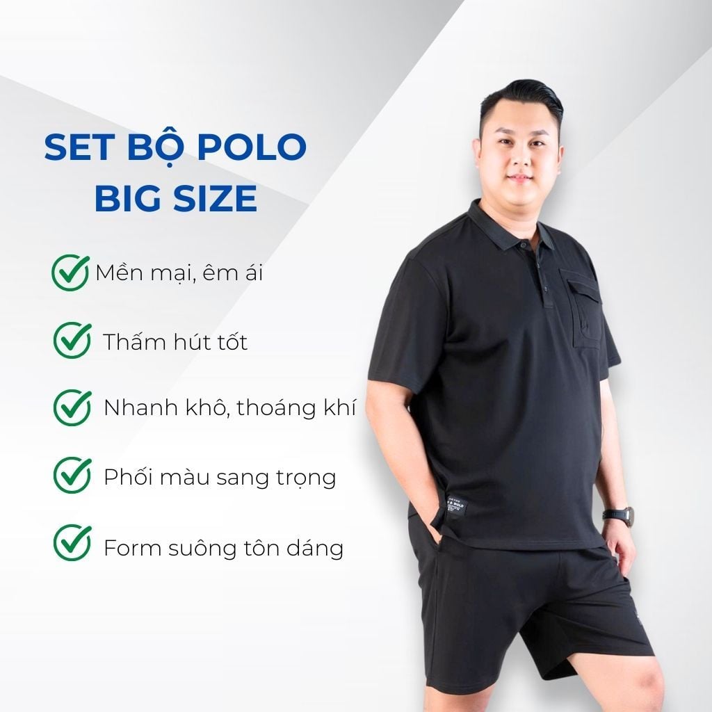 Mô tả chi tiết set bộ đen túi big size nam Akyoo