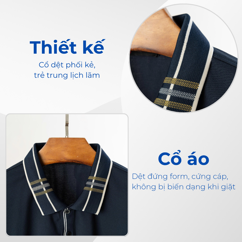Mô tả chi tiết áo polo kẻ than big size nam Akyoo