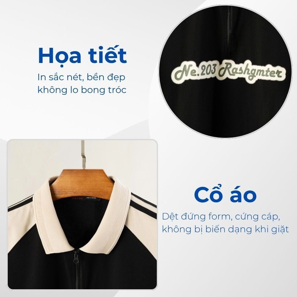 Mô tả chi tiết áo polo đen b1 big size nam Akyoo