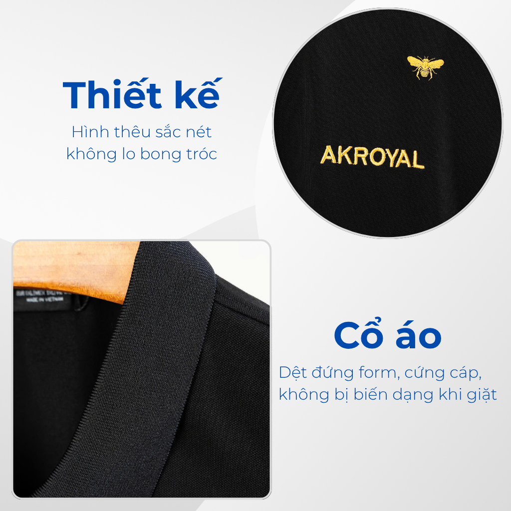Mô tả chi tiết áo polo đen a5 big size nam Akyoo