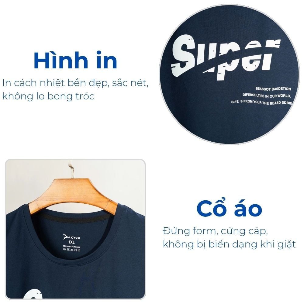 Mô tả chi tiết áo ba lỗ cotton xanh than big size nam Akyoo