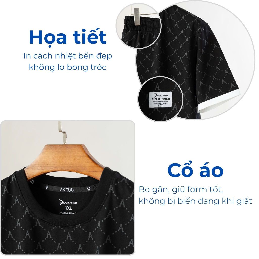 Mô tả set bộ thun đen in big size nam Akyoo