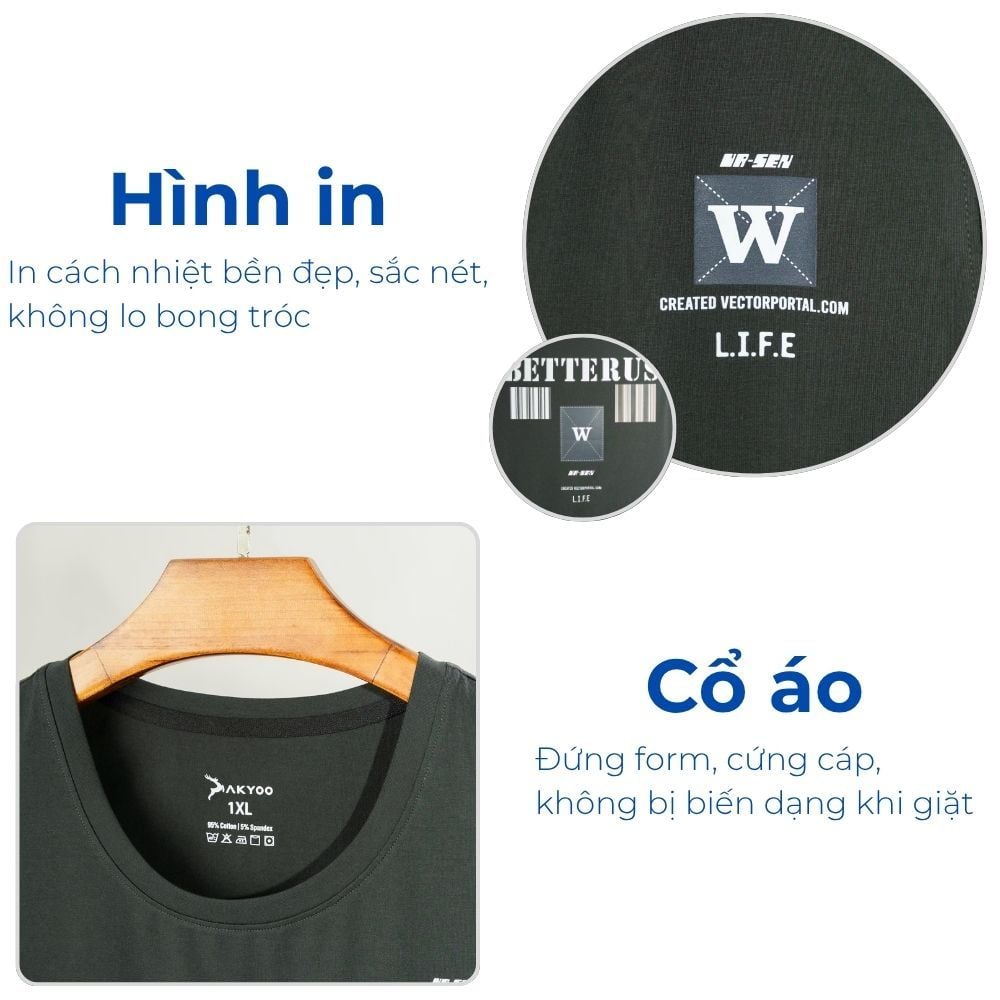 Mô tả chi tiết áo ba lỗ cotton ghi big size nam Akyoo
