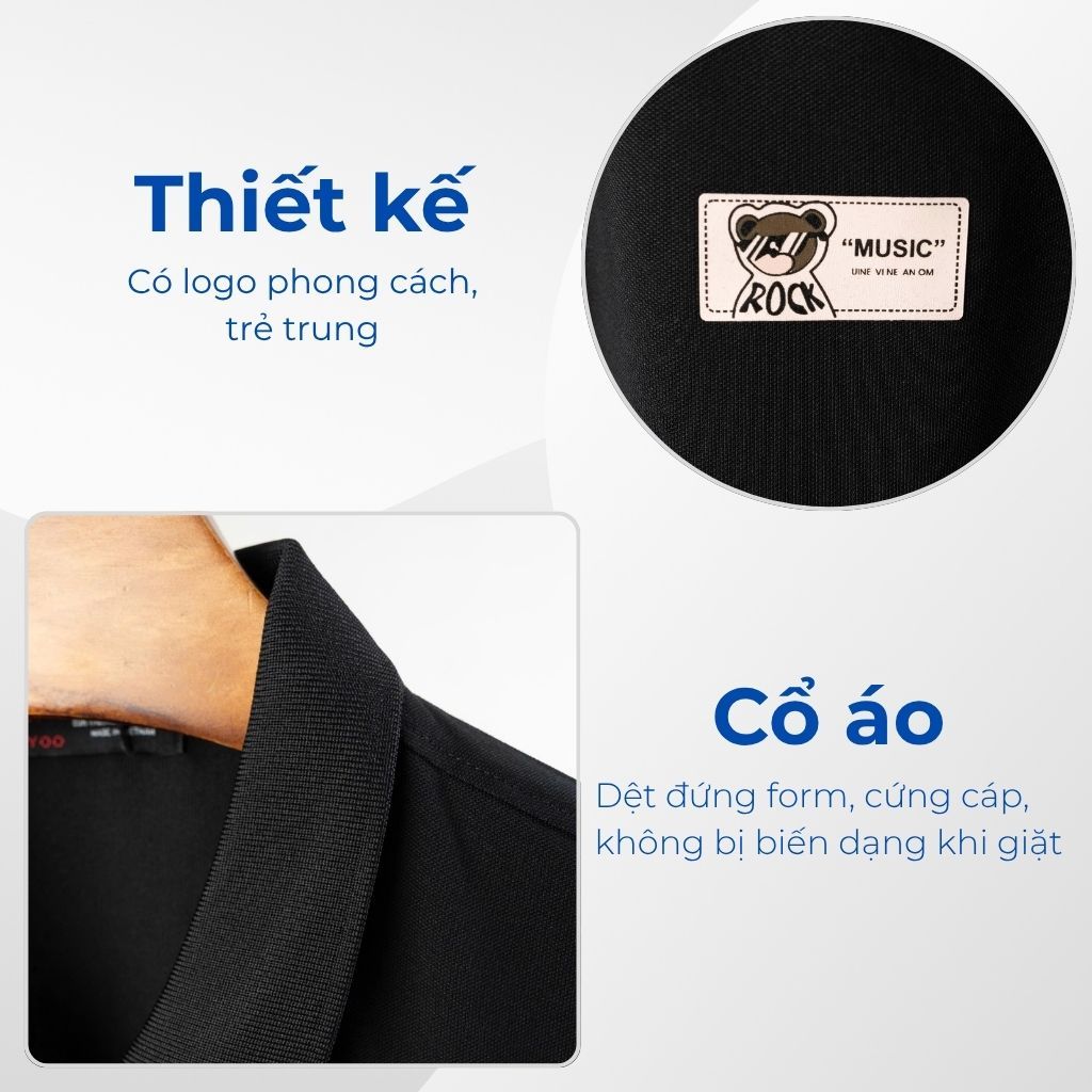 Mô tả chi tiết áo polo đen logo big size nam Akyoo