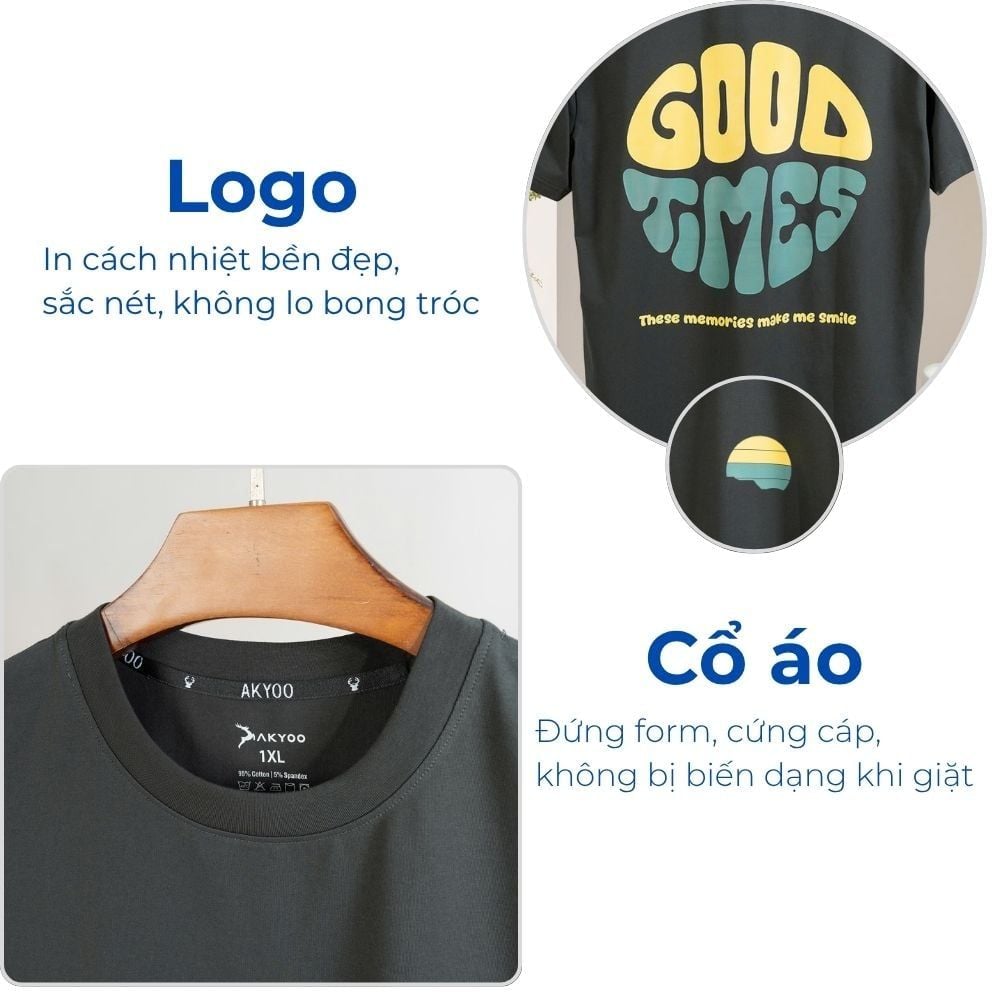 Mô tả chi tiết áo thun xám d1 big size nam Akyoo