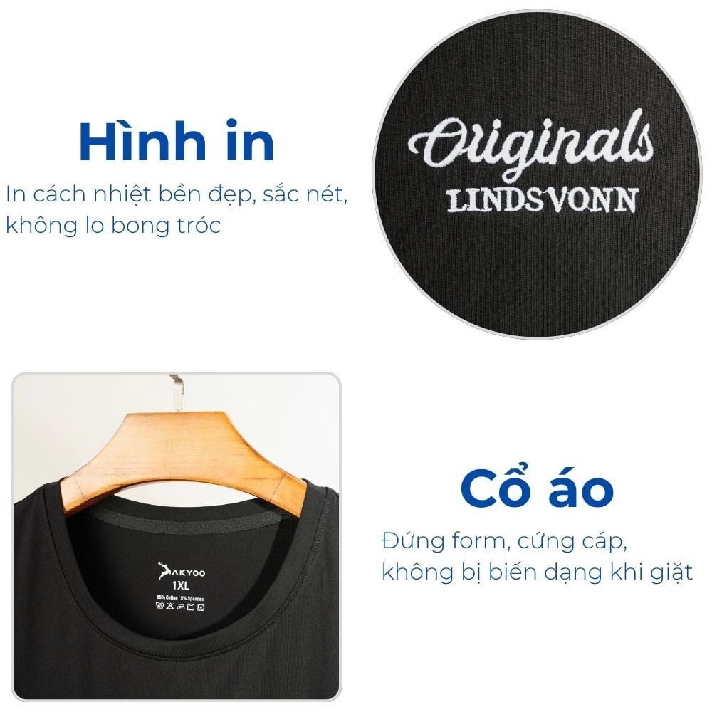 Mô tả chi tiết áo ba lỗ cotton đen họa tiết big size nam Akyoo