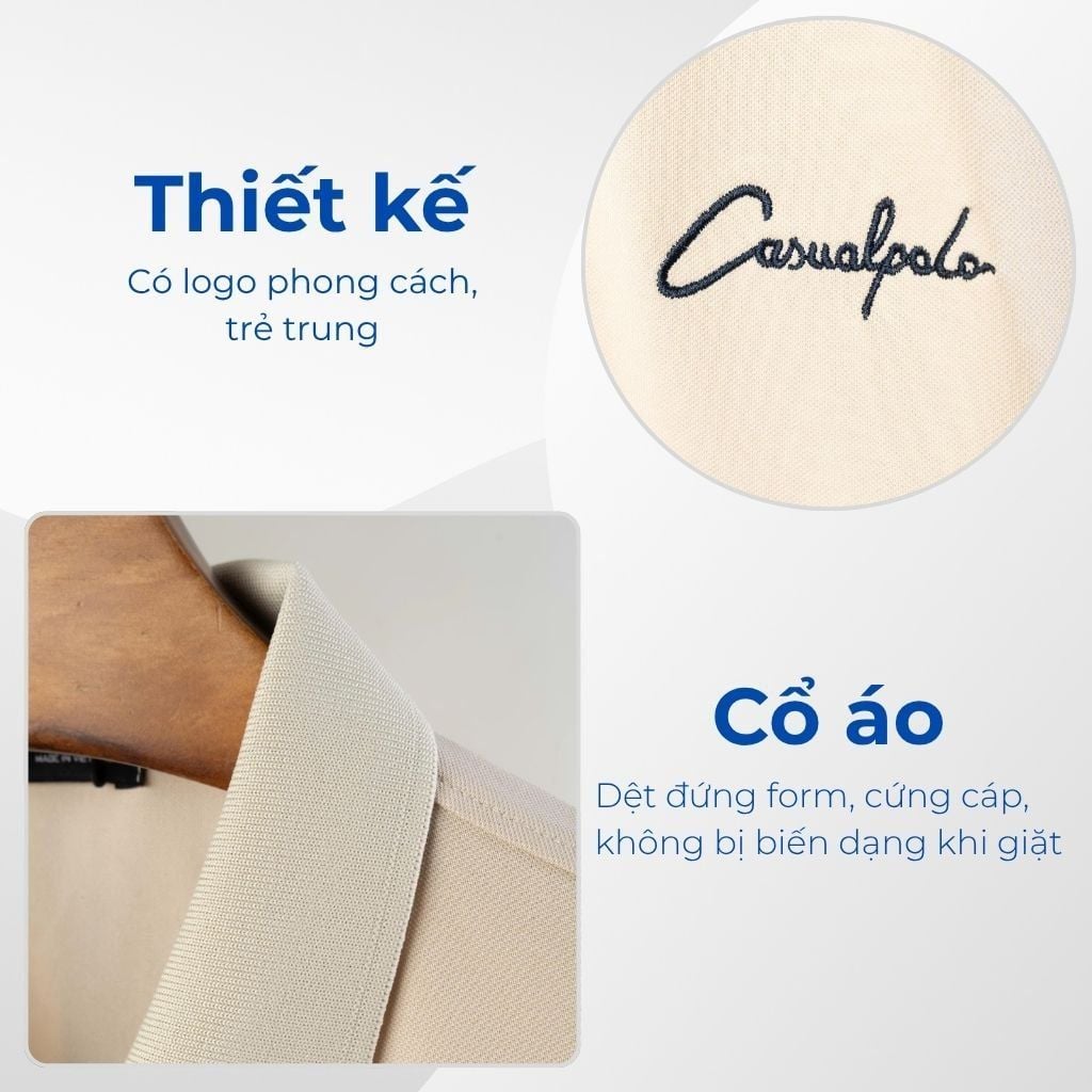 Mô tả chi tiết áo polo đen phối kem big size nam Akyoo