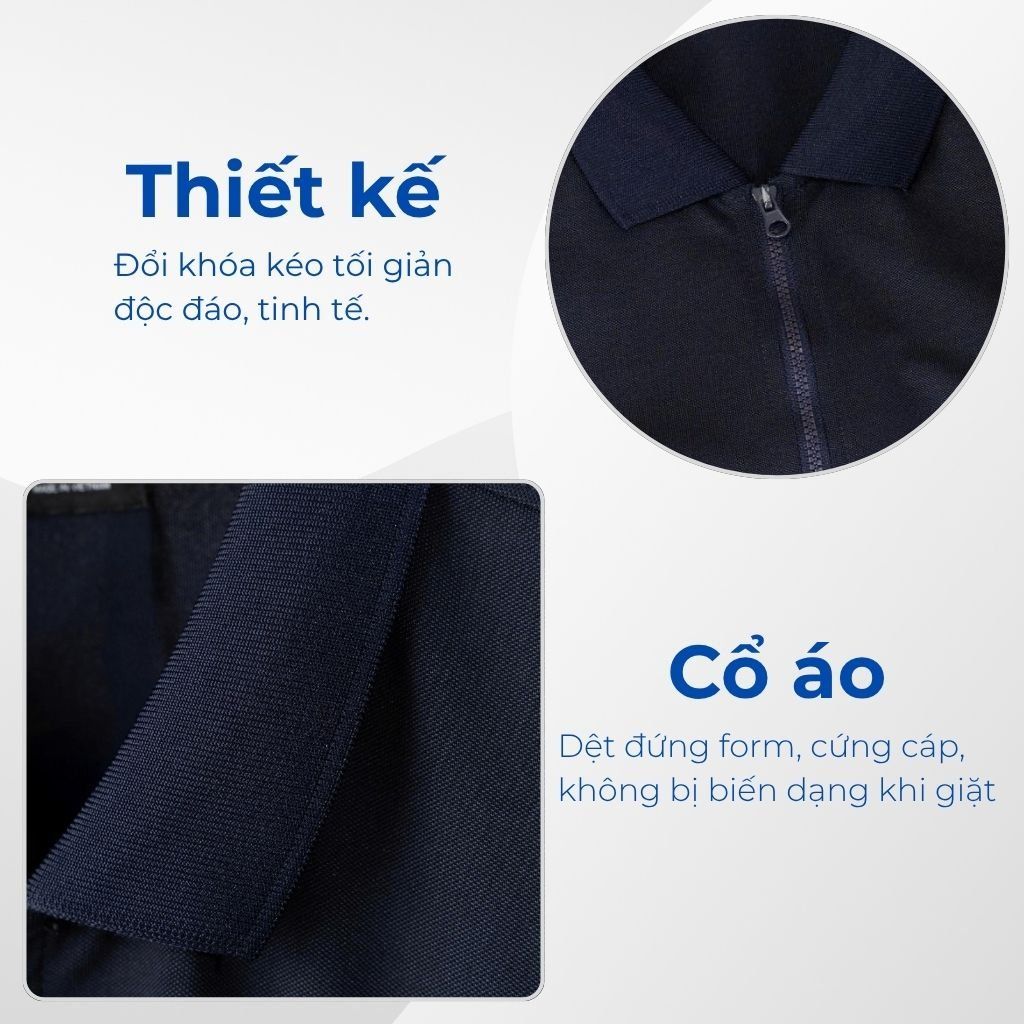 Mô tả chi tiết áo polo xanh a8 big size nam Akyoo