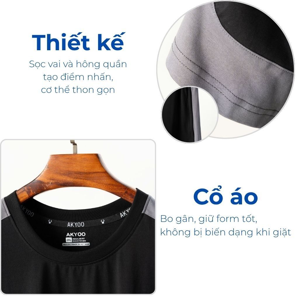 Mô tả chi tiết set bộ đen xám big size nam Akyoo