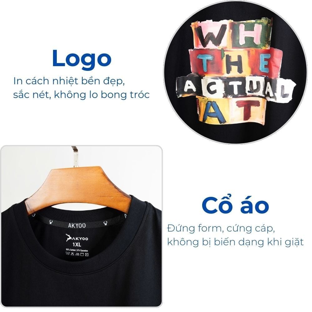 Mô tả chi tiết áo thun đen d4 big size nam Akyoo