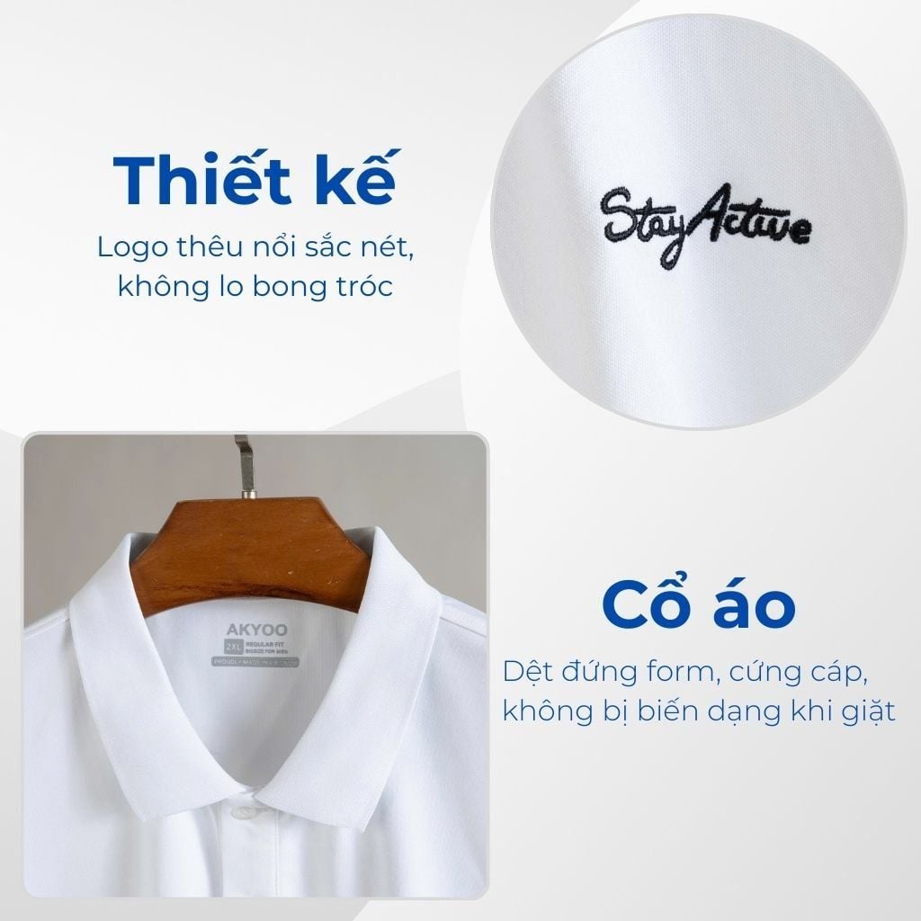 Mô tả chi tiết áo polo họa tiết trắng big size nam Akyoo