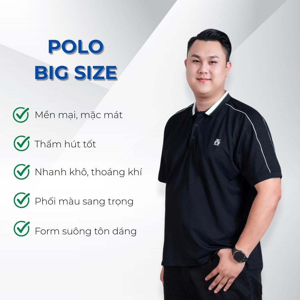 Mô tả chi tiết áo polo xanh đen big size nam Akyoo