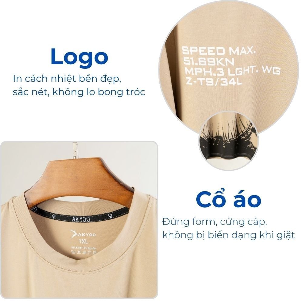 Mô tả chi tiết áo thun ghi in big size nam Akyoo