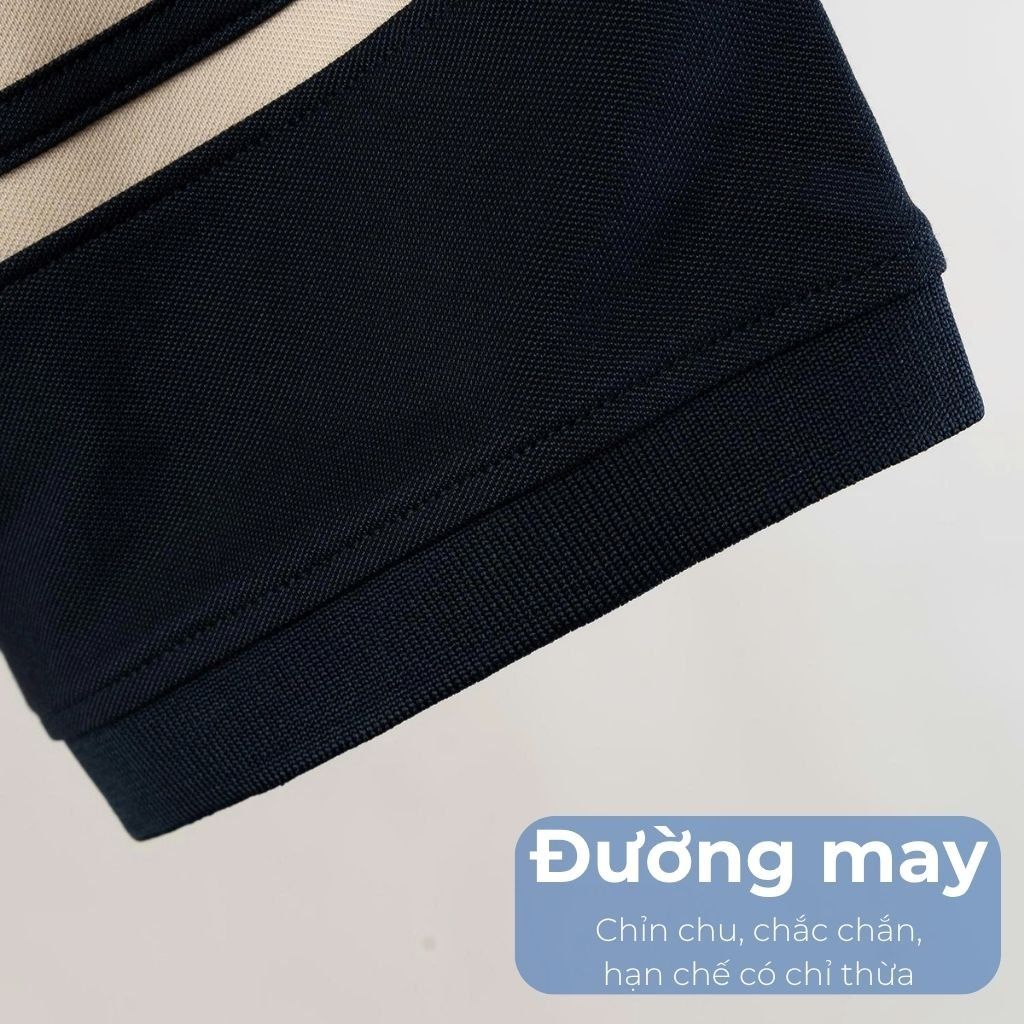 Mô tả chi tiết áo polo đen phối kem big size nam Akyoo