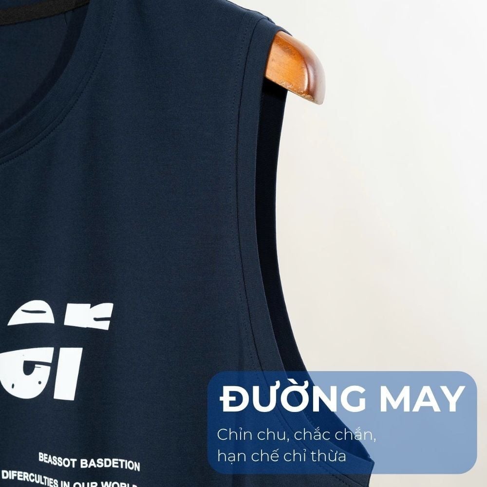 Mô tả chi tiết áo ba lỗ cotton xanh than big size nam Akyoo