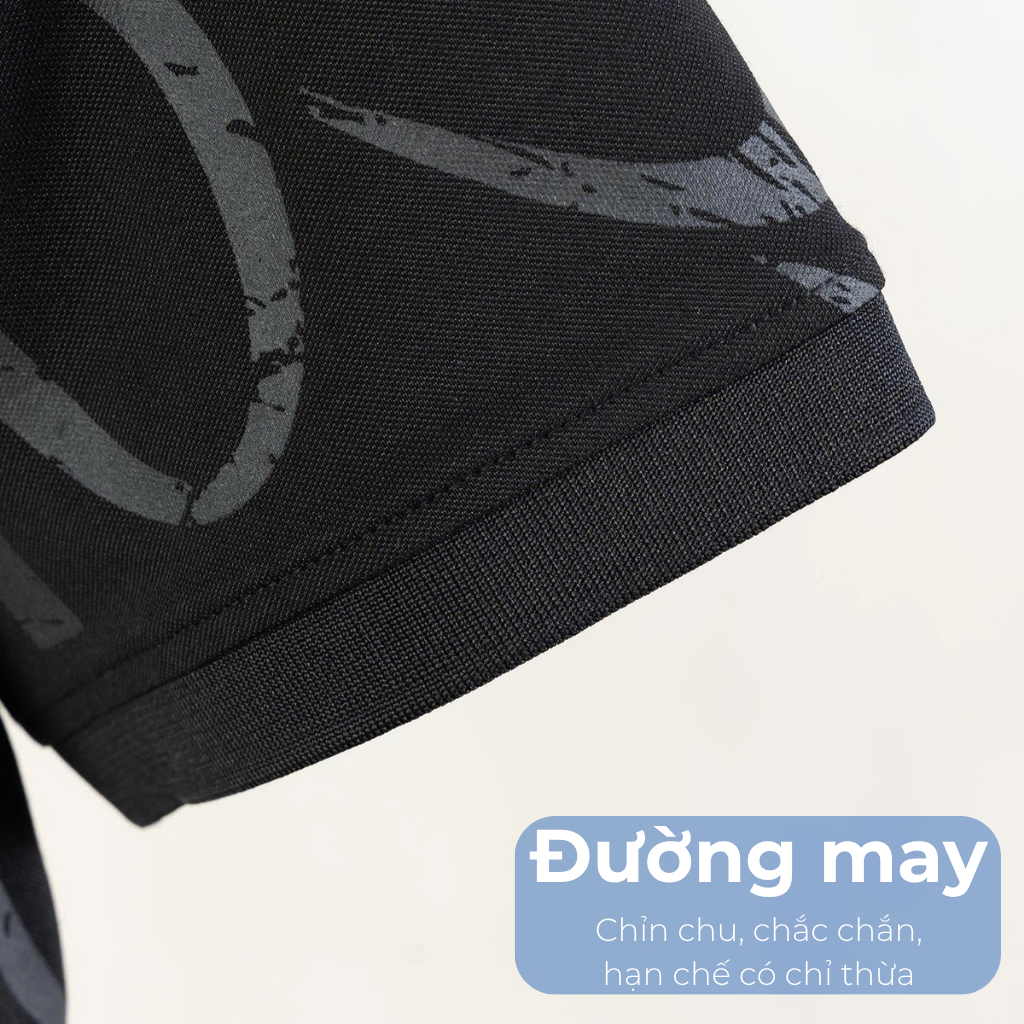 Mô tả chi tiết áo polo đen in a7 big size nam Akyoo