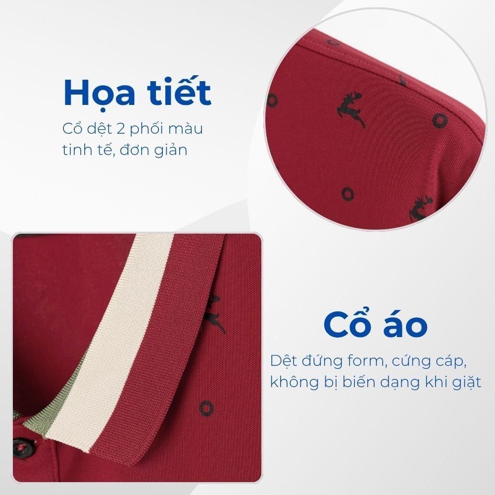 Mô tả chi tiết áo polo đỏ họa tiết big size nam Akyoo