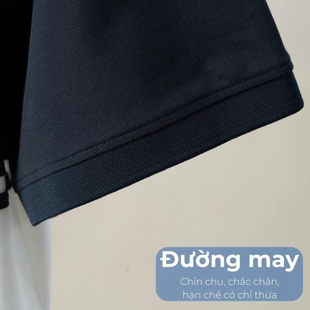 Mô tả chi tiết áo polo xanh trắng big size nam Akyoo