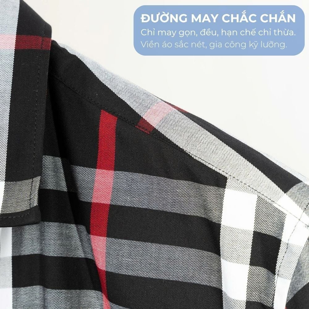 Mô tả chi tiết áo sơ mi cotton cộc tay kẻ big size nam Akyoo