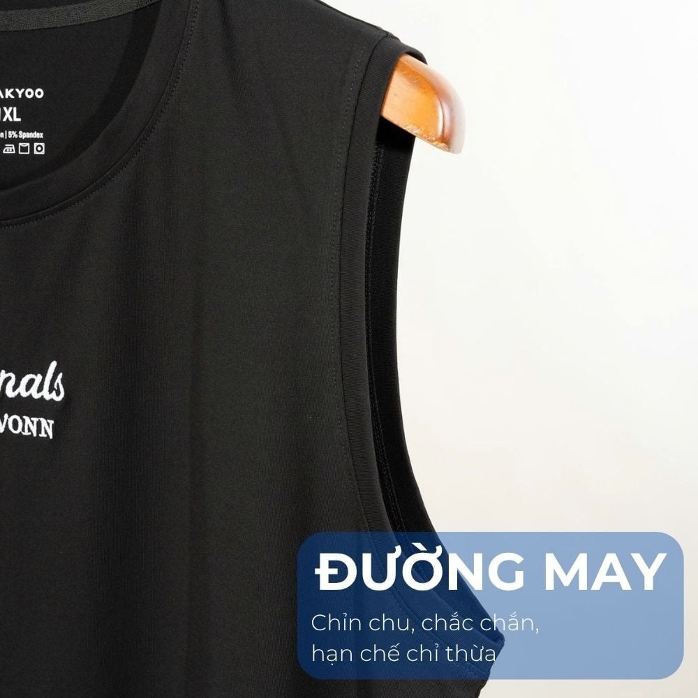 Mô tả chi tiết áo ba lỗ cotton đen họa tiết big size nam Akyoo