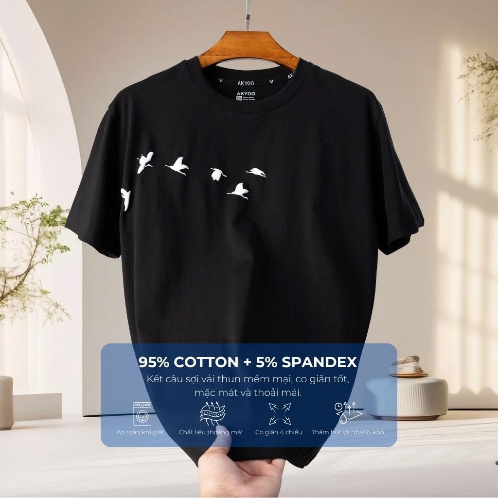 Mô tả chi tiết áo thun đen d6 big size nam Akyoo