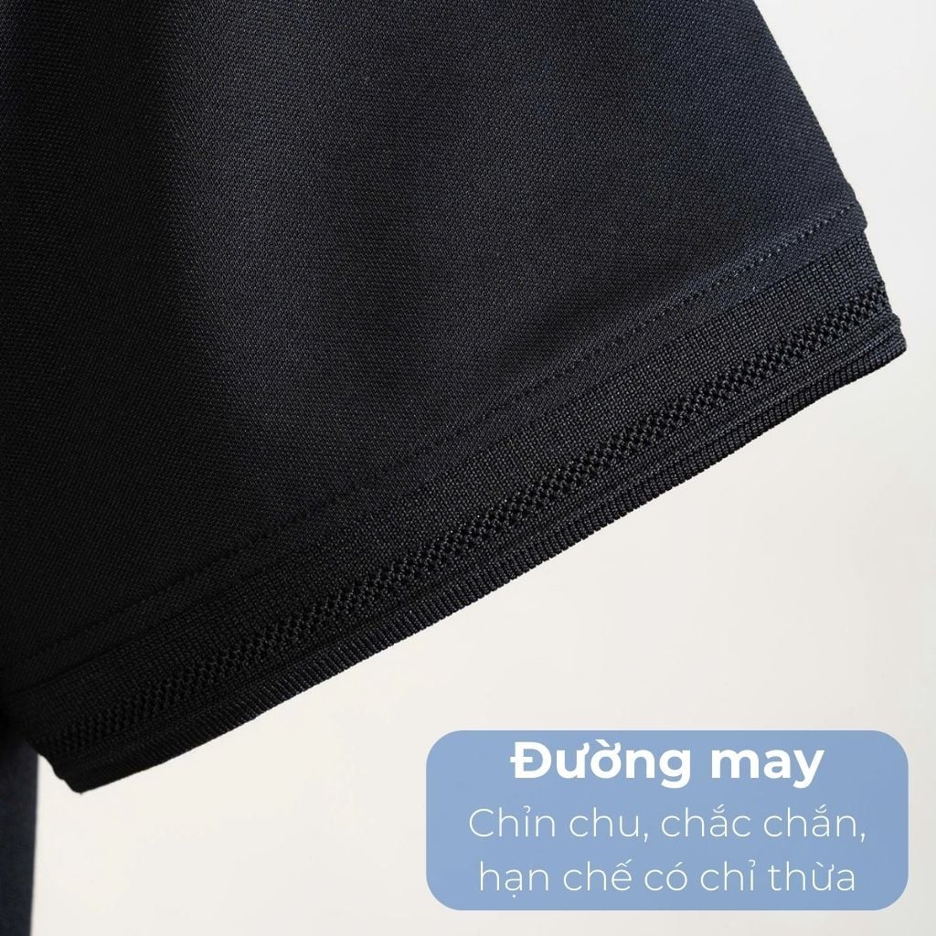 Mô tả chi tiết áo polo đen họa tiết big size nam Akyoo