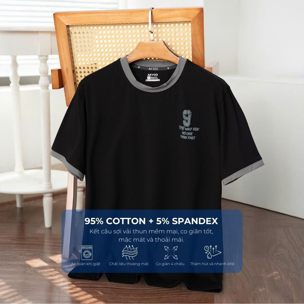 Mô tả chi tiết áo thun đen d7 big size nam Akyoo