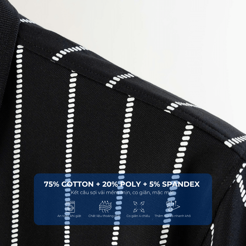 Mô tả chi tiết áo polo kẻ đen big size nam Akyoo