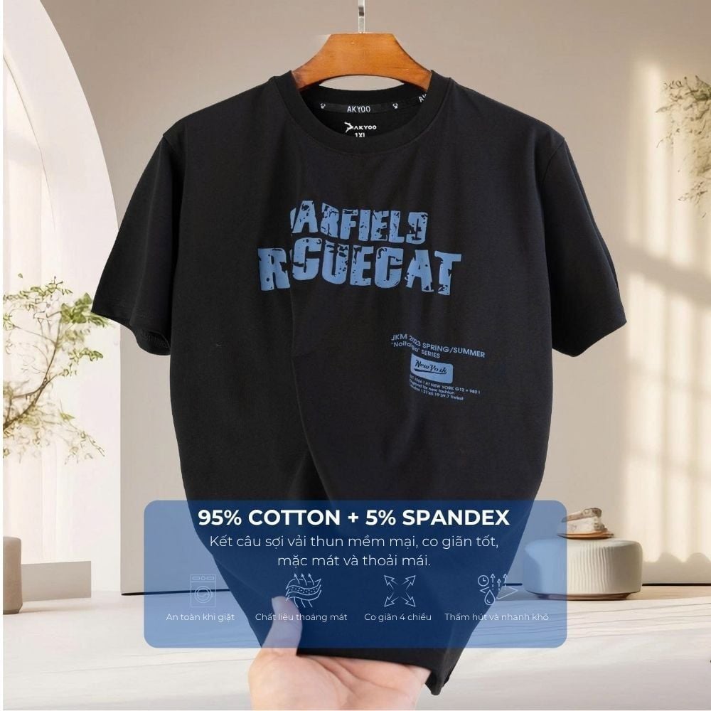 Mô tả chi tiết áo thun đen d5 big size nam Akyoo
