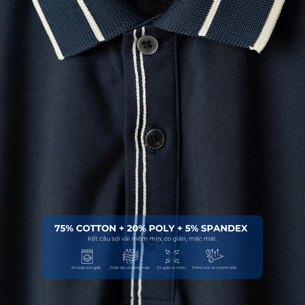 Mô tả chi tiết áo polo kẻ than big size nam Akyoo
